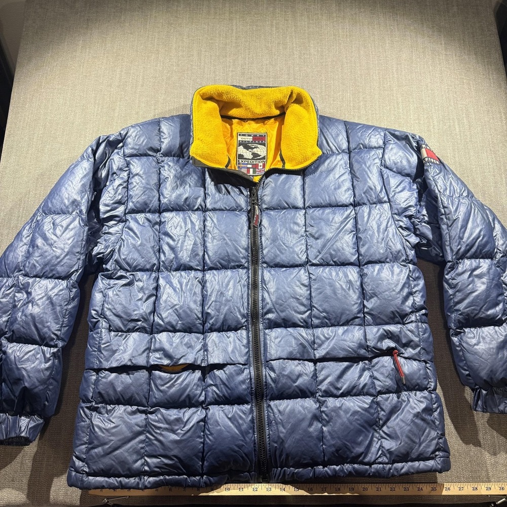 Vintage Tommy Hilfiger Jacket Mens XL Blue Outdoors Expedition Down Puffer 90s